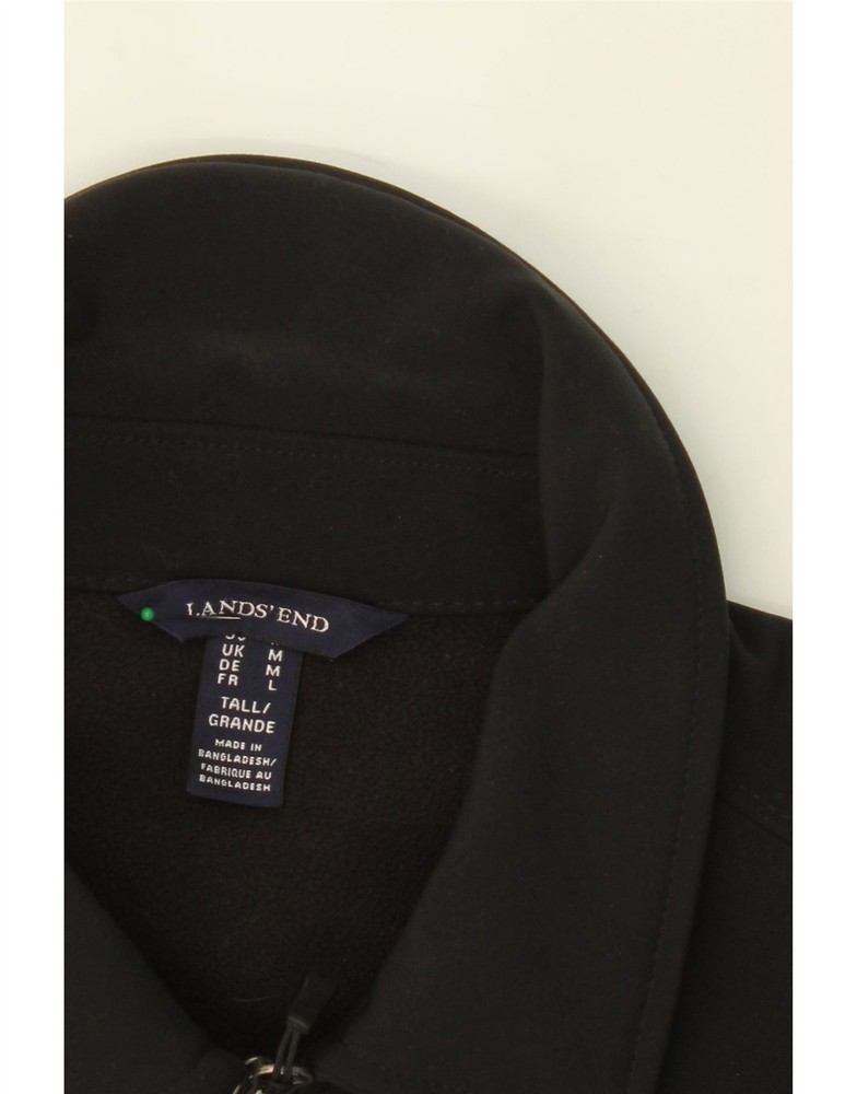 LANDS END Mens Tracksuit Top Jacket Medium Black Polyester OX17