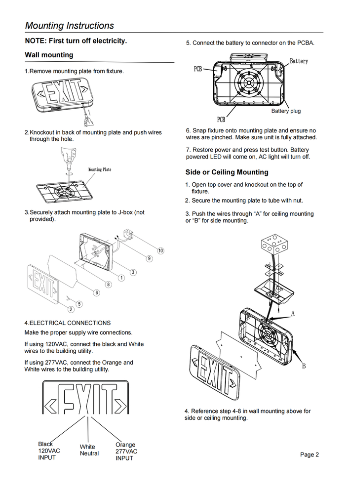4PACK LED Emergency Exit Light Sign w/Battery Backup Single & Double Side UL