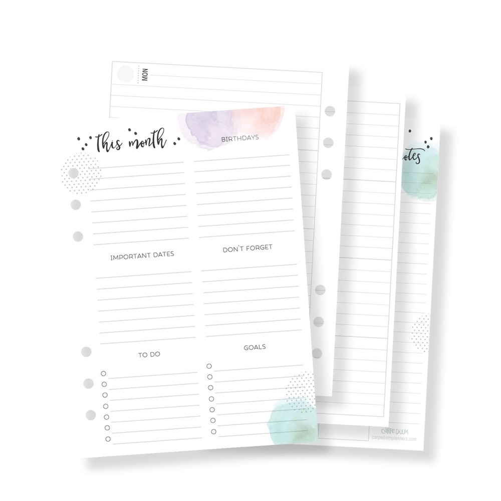 Carpe Diem Undated A5 Planner Inserts - Choose Joy