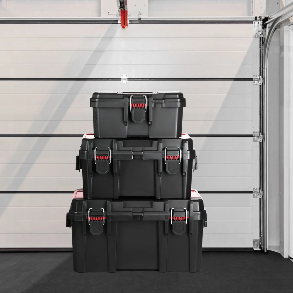 13-inch tool box, padlock compatible, with foldable handle