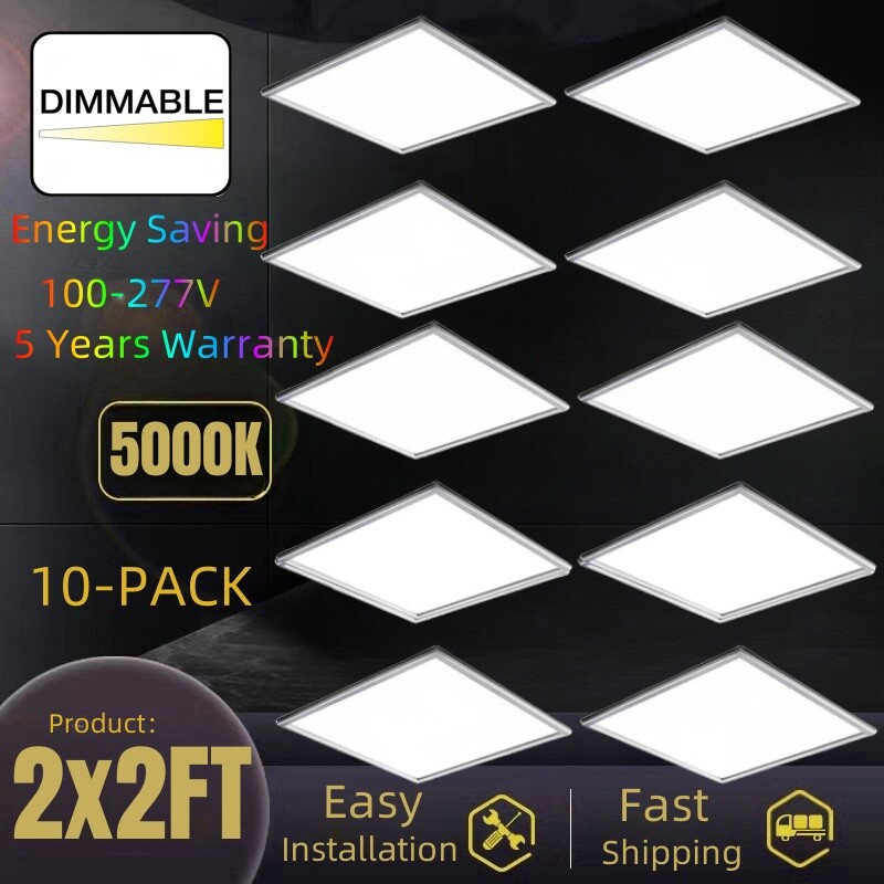 10Pack 2X2FT LED Panel Light 45W Drop Ceiling Troffer Flat Fixtures 5000K white