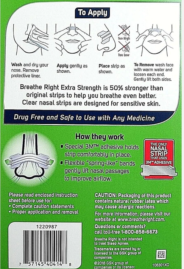 Breathe Right Extra Strength Nasal Strips 72 CLEAR Strips