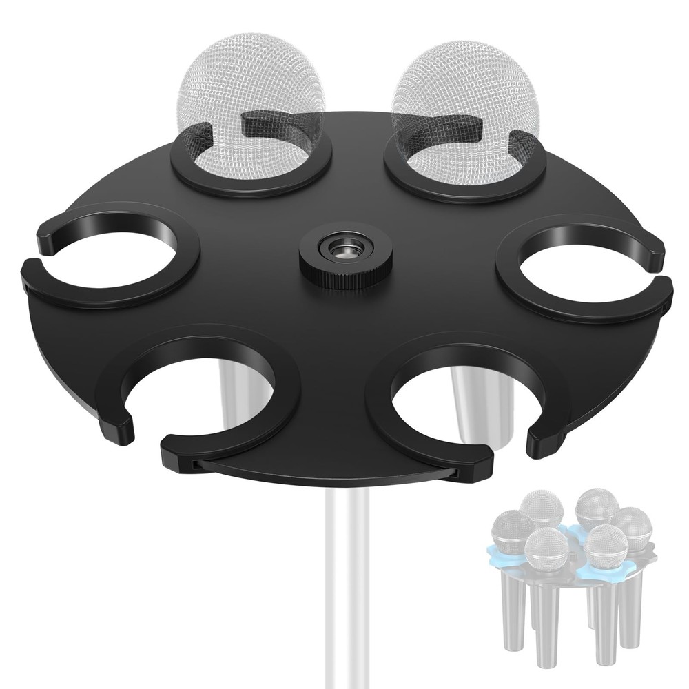 Multi Microphone Holder (Aluminum) Multi-Mic Holder for Handheld Dynamic, Wir...