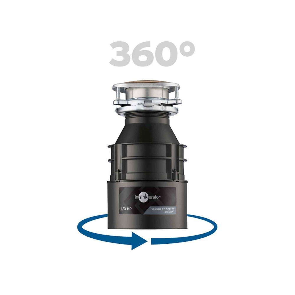 InSinkErator Garbage Disposal, Badger 1, Standard Series, 1/3 HP Continuous F...