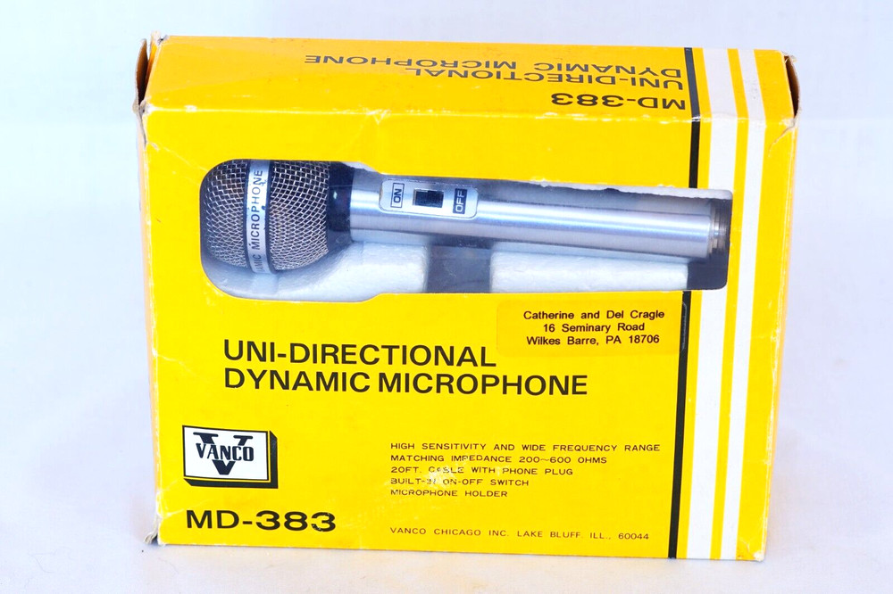 VANCO MD-383 Vintage Unidirectional Dynamic Microphone Japan Made
