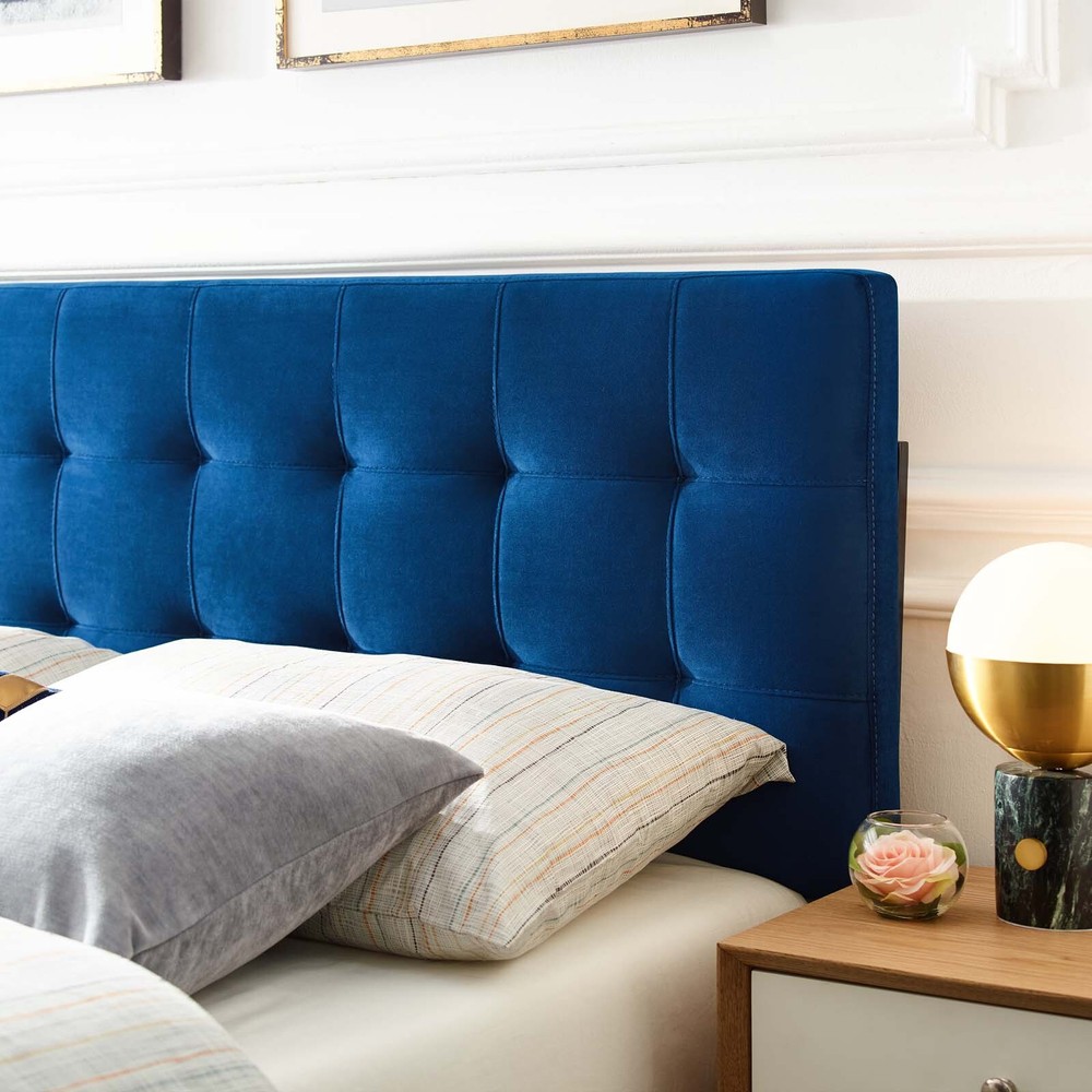 Modway Emily Biscuit Tufted Performance Velvet Full Headboard in Navy
