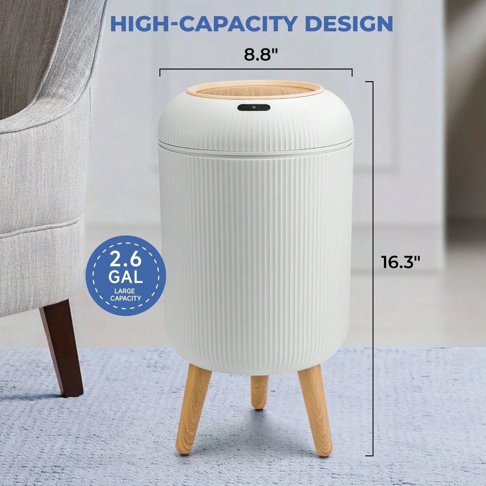 Motion Sensor Touchless Trash Can Waterproof Automatic Garbage Bin White