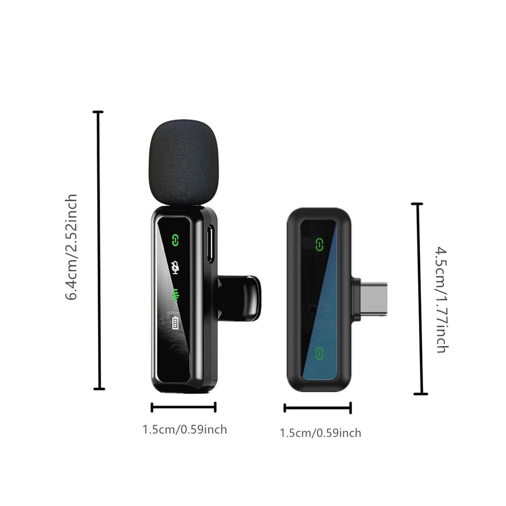 Wireless Lavalier Microphone for iPhone - iPad, Android Phone Computer, black