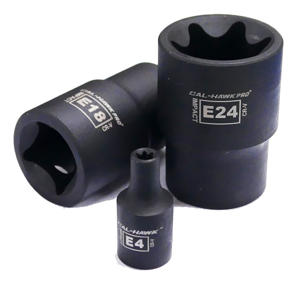 14-Pc Cr-Mo Female Star E-Torx External Bit Socket Set E4-E24 1/2" 3/8" 1/4" Dr.