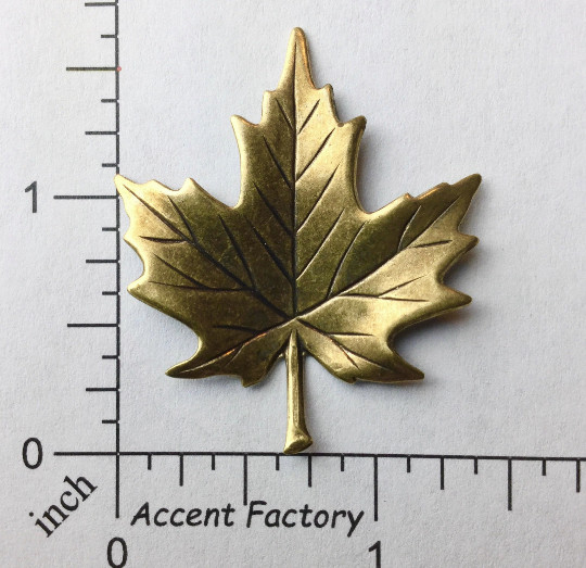 33323          Brass Oxidized Medium Maple Leaf Jewelry Finding