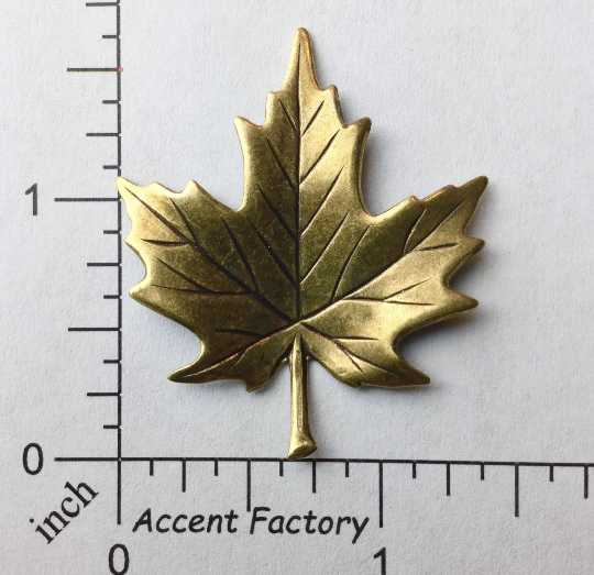 33323 Brass Oxidized Medium Maple Leaf Jewelry Finding