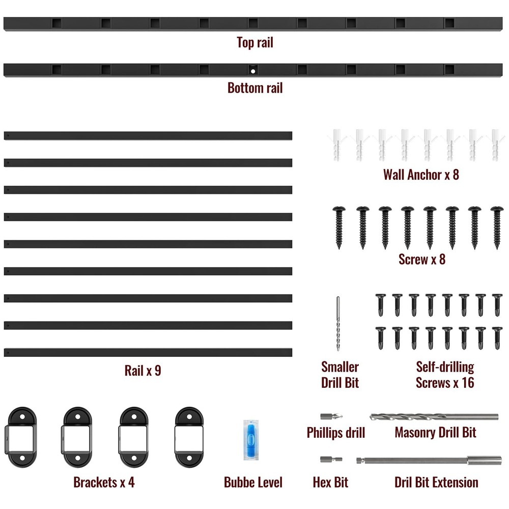 9pcs 28" H x 4ft Metal Deck Balusters Spindles Railing Deck Railing Matte Coated