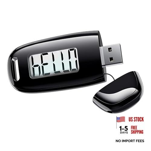 Ae Rechargeable 3D Pedometer with Step Counter – Silent Moti Sensor, Large LCD