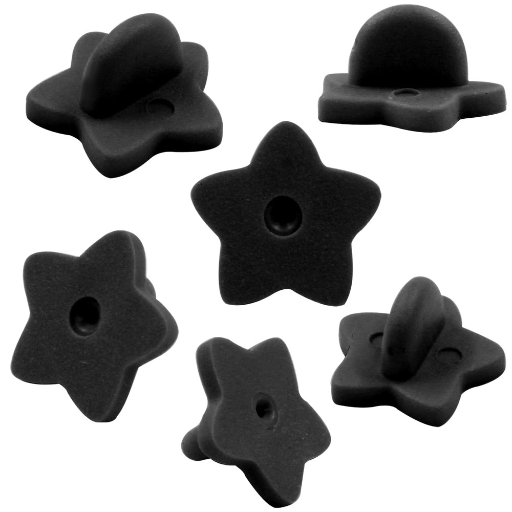 Coufce 100 Pack Star Shape Rubber Pin Backs, Lapel Backing Locking Black