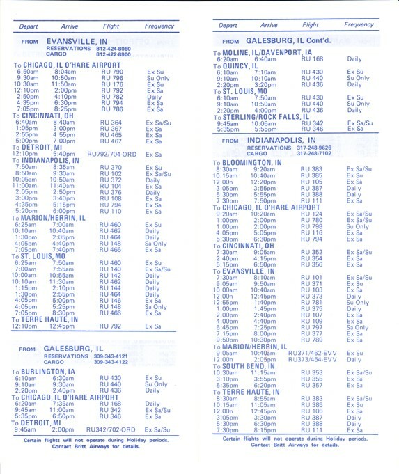 Britt Airways timetable 1983/05/15