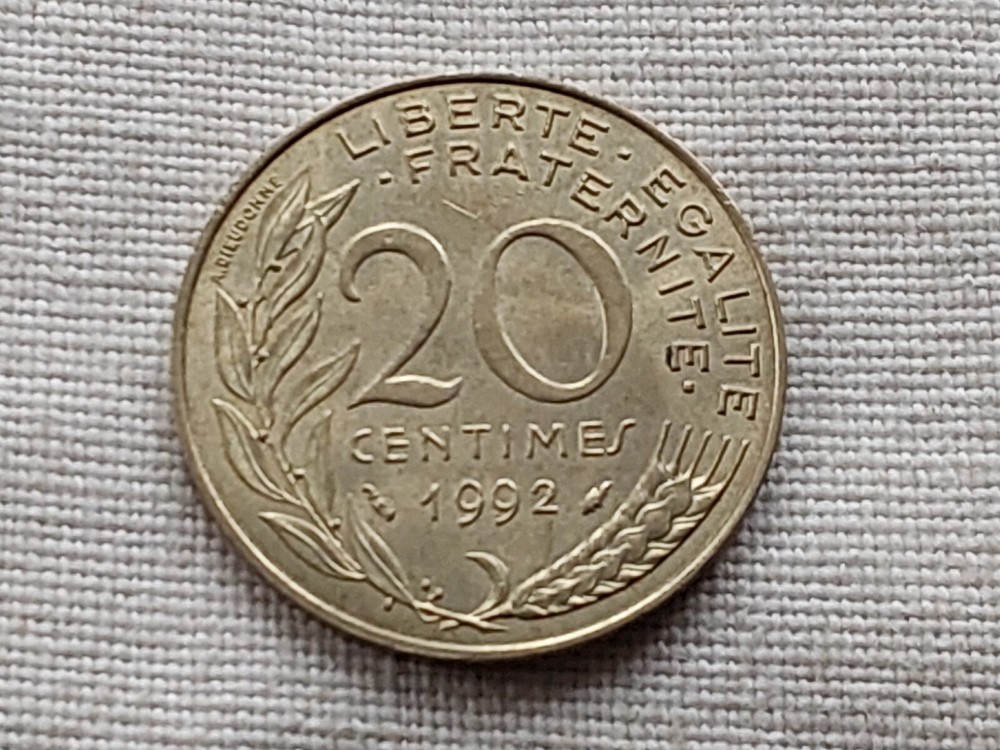 France 1992 20 centimes coin A/UNC