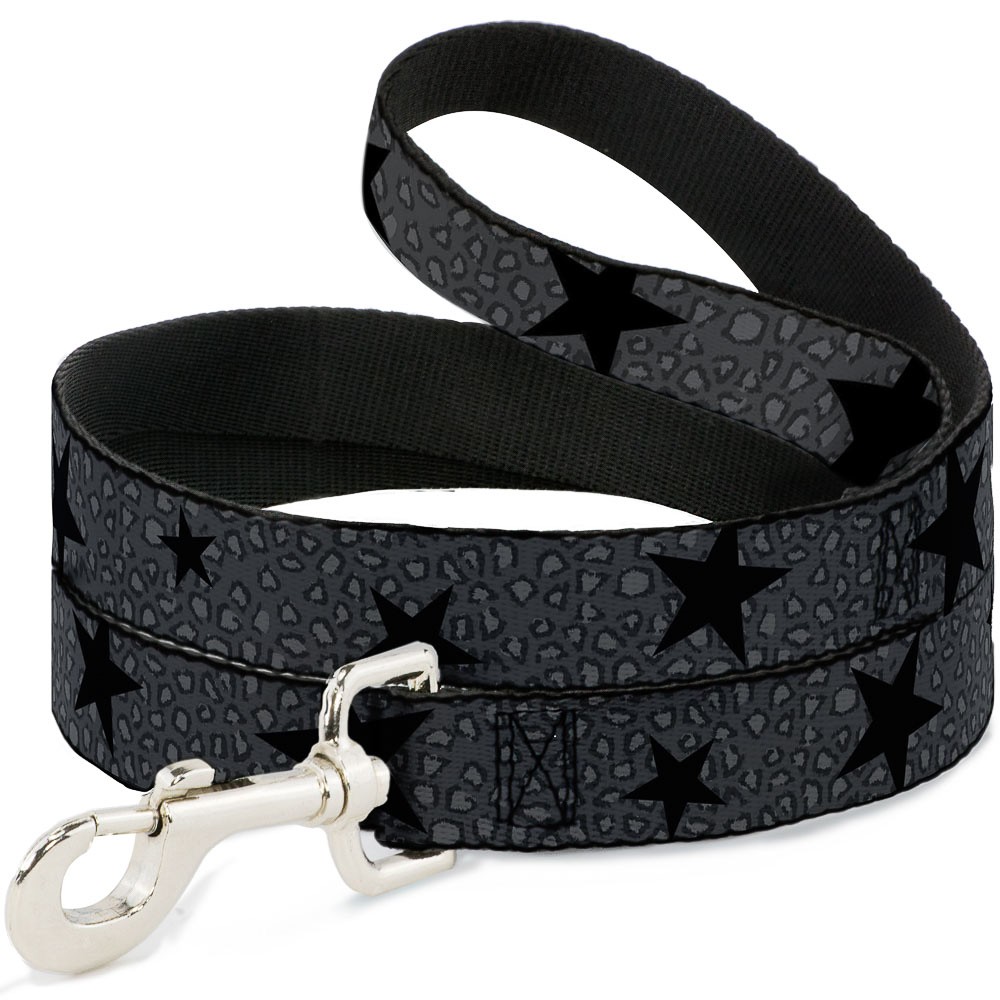 Dog Leash Cheetah/Stars Gray/Black