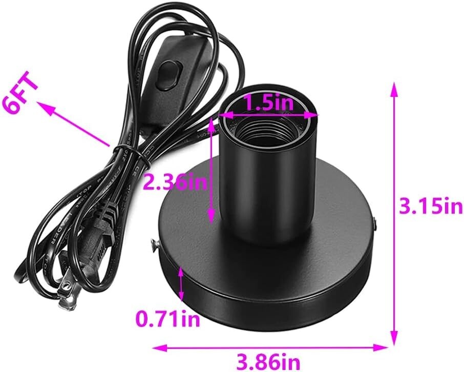 Industrial Table Lamp Base,Small Polished Metal Desktop Light Sockets Base Only