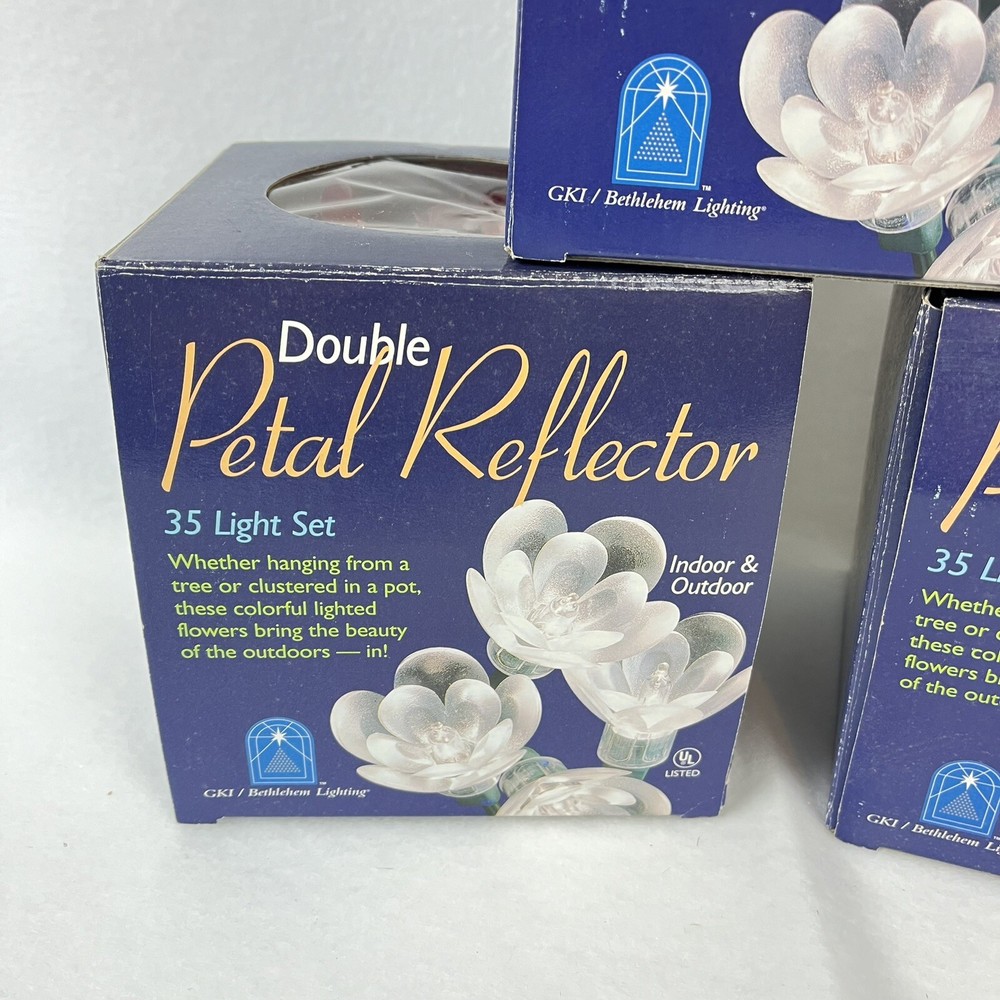 3 Bethlehem Lighting Double Petal Reflector 35 String Light Sets Red Floral
