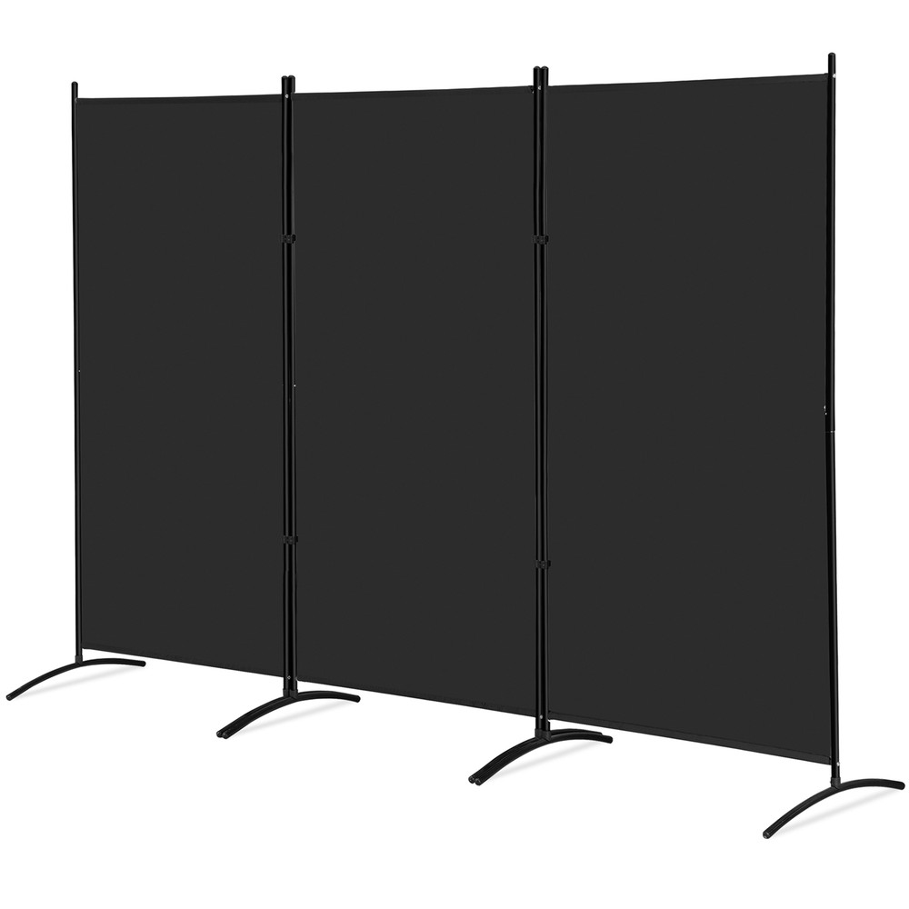 3 Panel Room Divider Black Folding Privacy Panel Screens for Office Separation