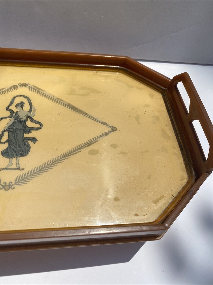 VINTAGE BAKELITE BOUDOIR TRAY ART DECO BUTTERSCOTCH