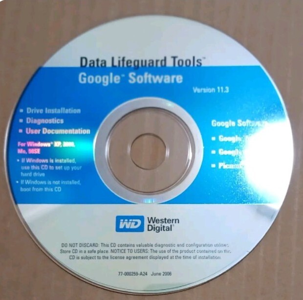 NEW Western Digital Data & Google Tools Software Ver 11.3 CD-Rom Google w Picasa