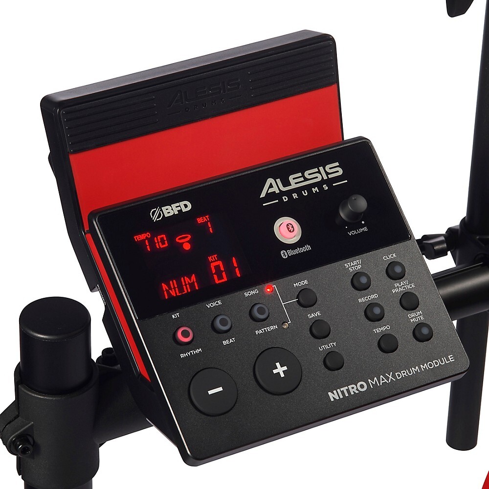 Alesis Nitro Max 8-Piece Electronic Drum Set With Bluetooth and BFD Sounds Red