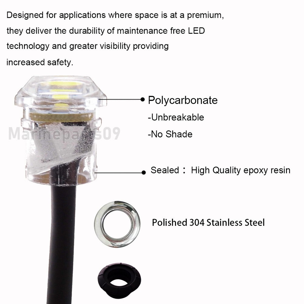 20x White Boat Deck Light LED Stainless Cabin Lighting Courtesy Lights