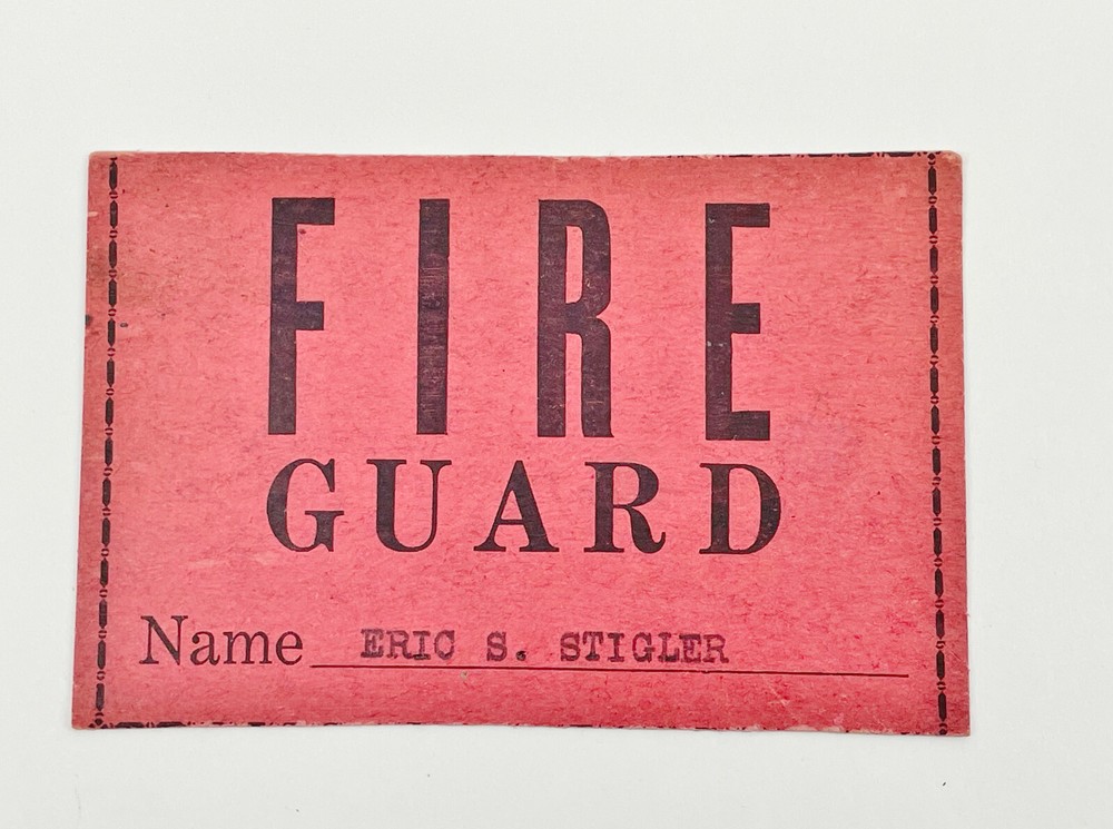 VINTAGE FIRE GUARD I.D. CARD - RED