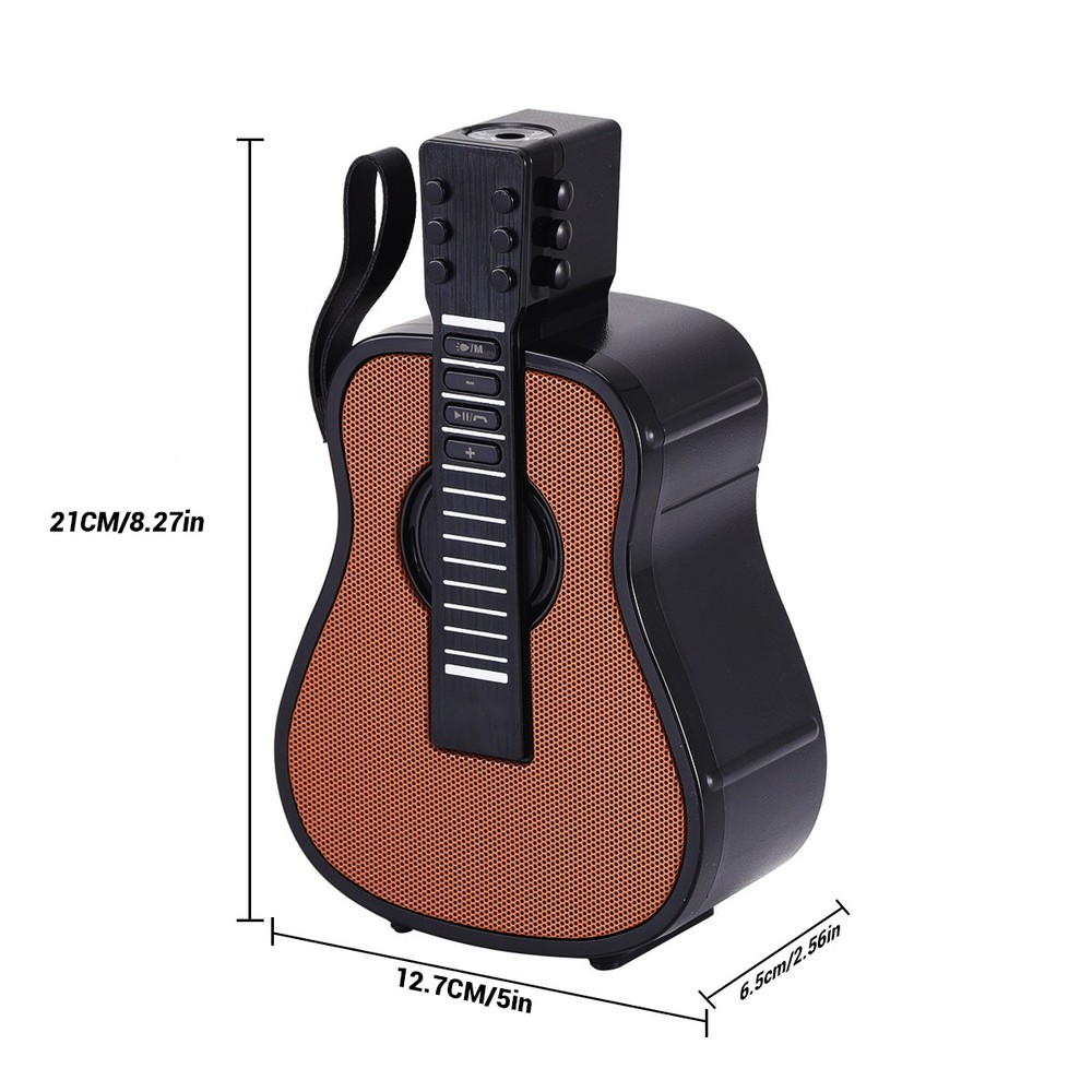 Portable Solar Rechargeable Guitar Design Bluetooth Speaker with Flashlight FM
