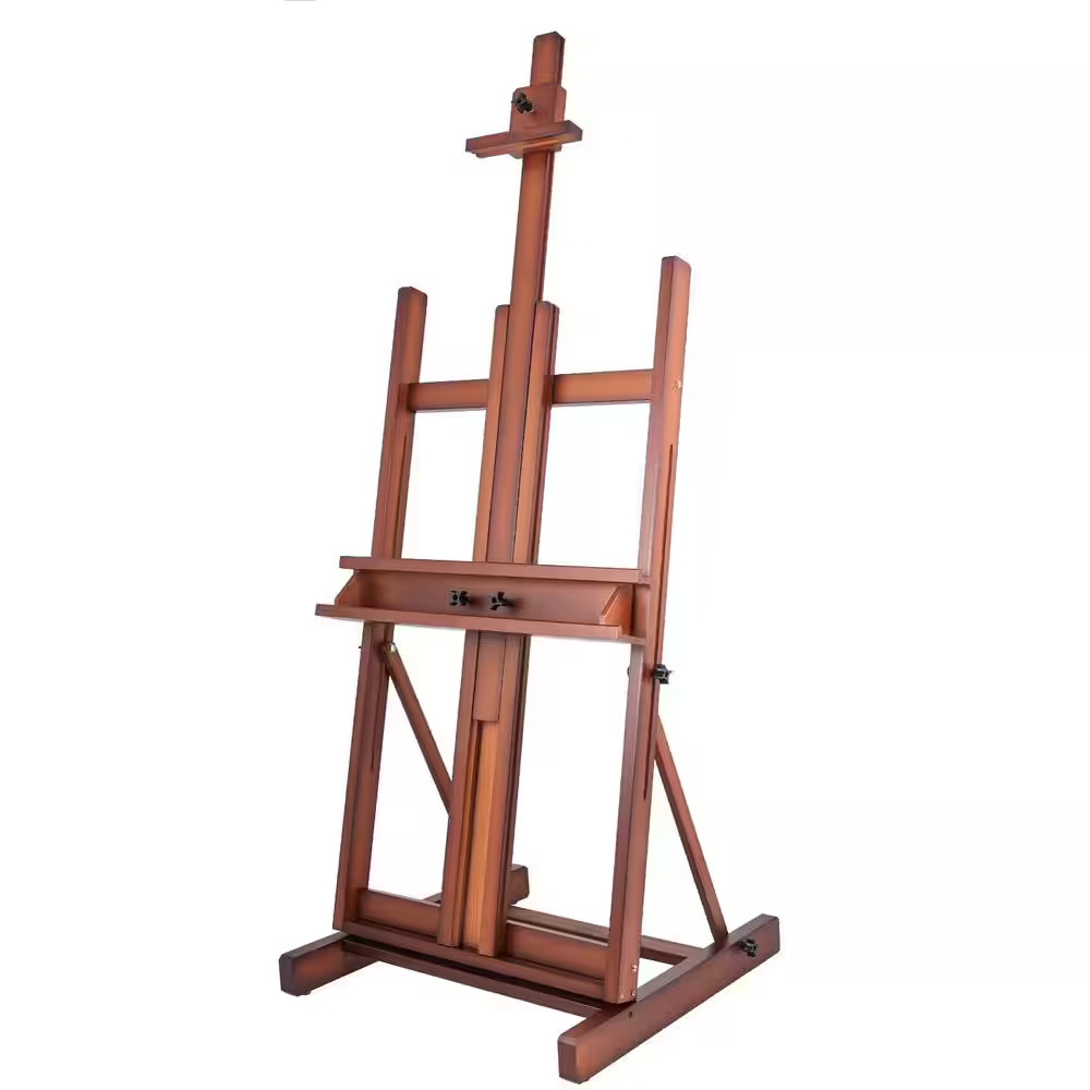 H-Frame Studio Easel Adjustable Solid Beechwood Artist Easel with Storage Drawer