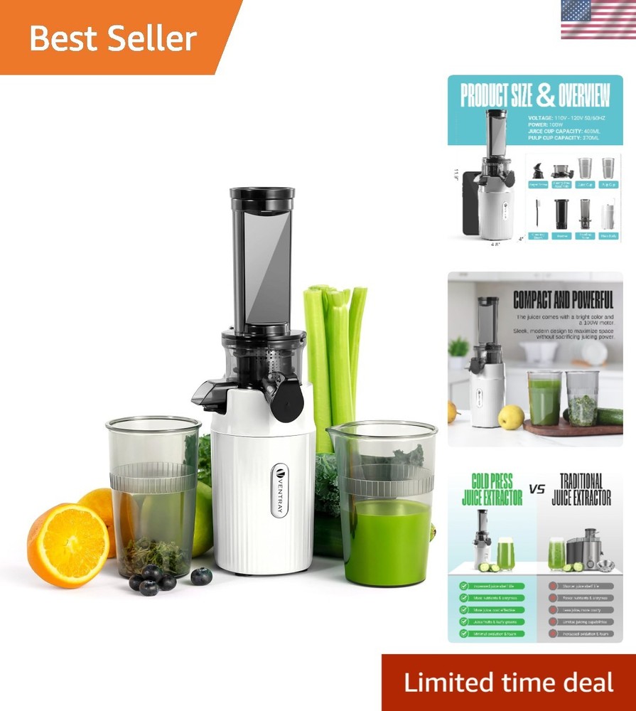 Efficient Ginnie Mini Juicer - Compact Masticating for Fresh Juices Anywhere