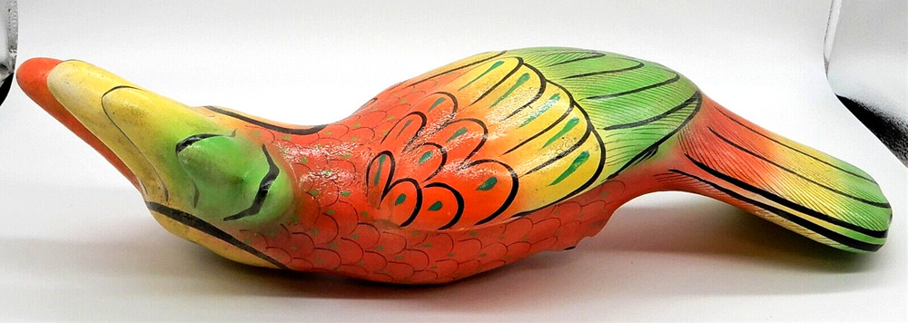 Large Hanging Perched Pottery Parrot 19" Long