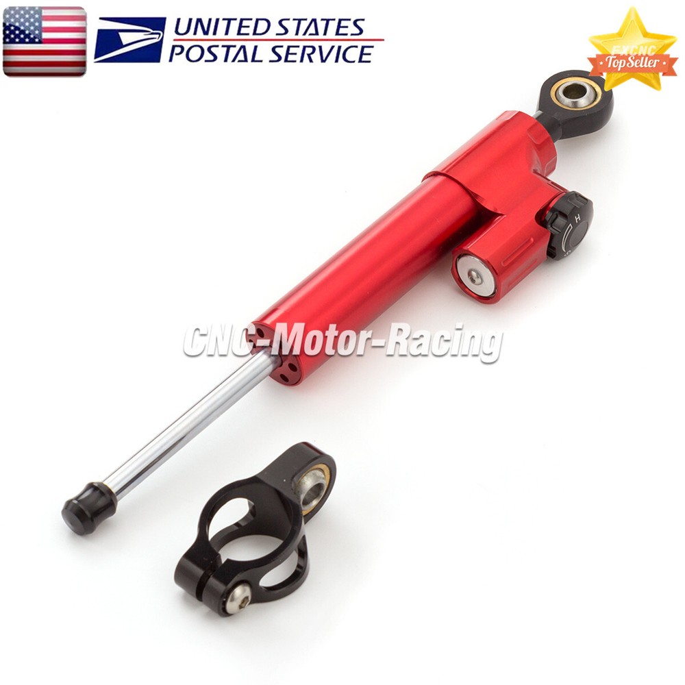 Adjustable CNC Steering Damper Stabilizer Linear Shock Aluminum Motorcycle Red