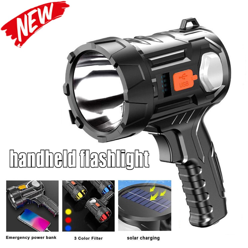 2X Spot Light Hand Held Rechargeable Spotlight Large Flashlight Torch 30000000Lm