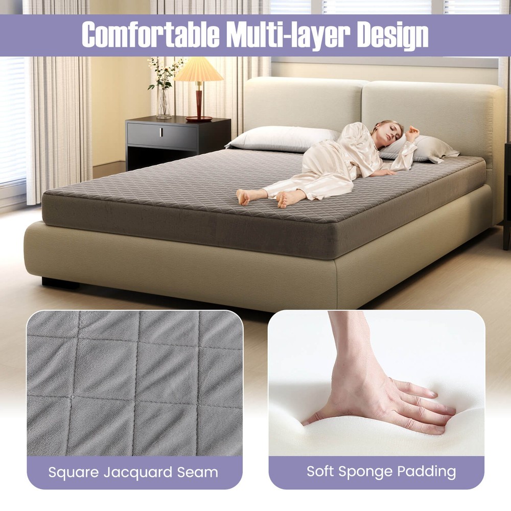 Queen Size Mattress Protector w/ Deep Pocket Sponge Padding Anti-slip Bottom