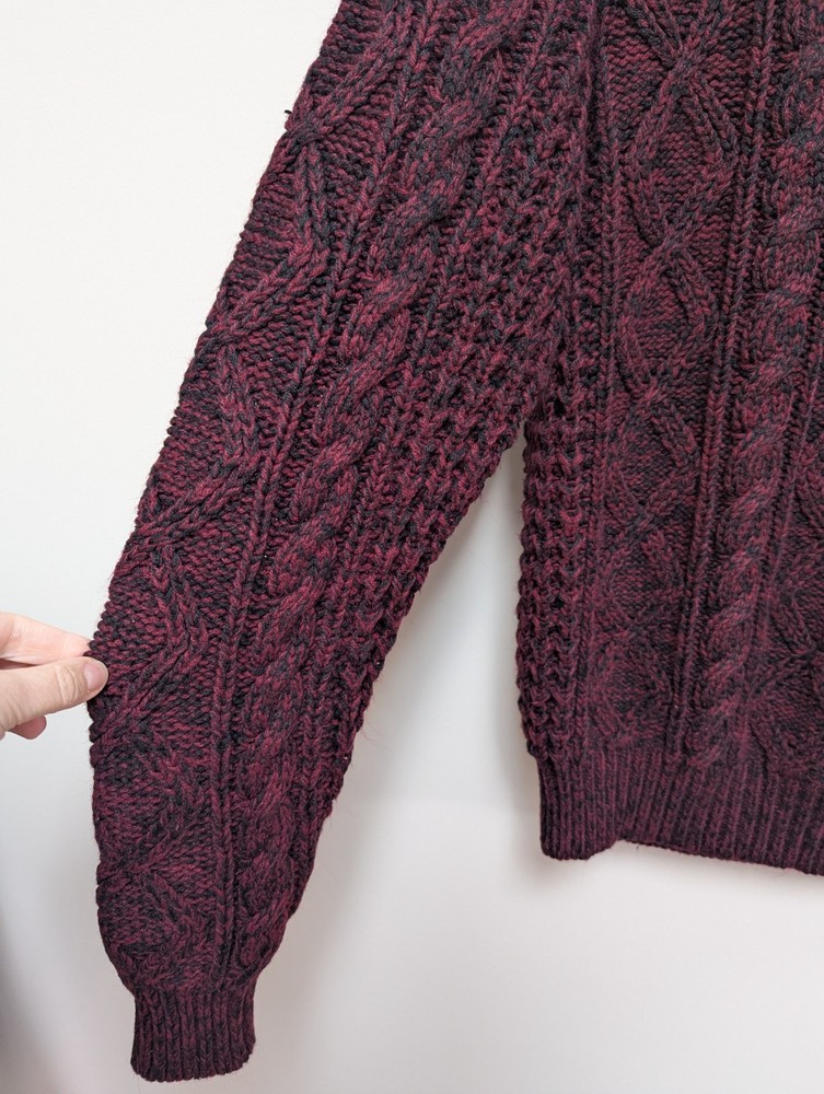 Rugged Trail Cable Knit Chunky Jumper Pullover Size Medium Burgundy