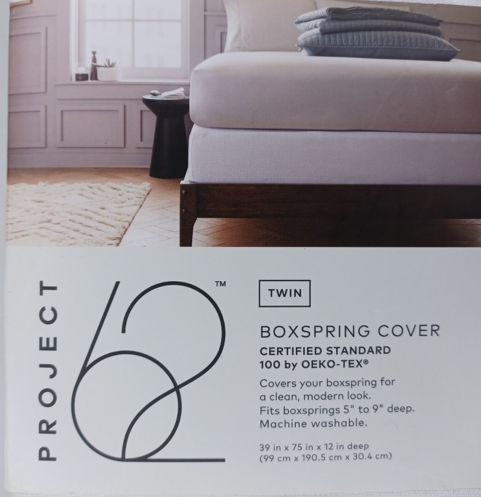 Project 62 Twin Boxspring Cover True White New
