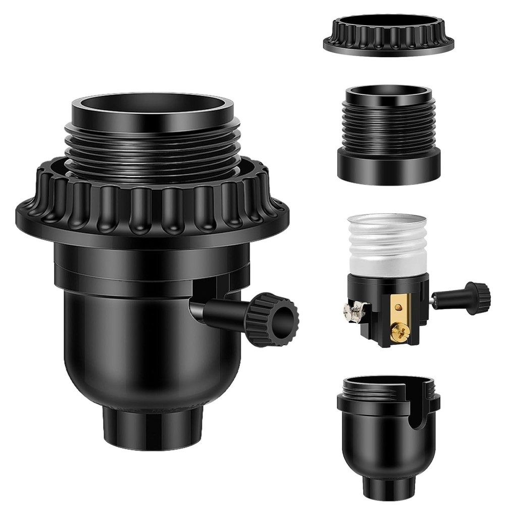 Listed E26 Light Socket, Threaded Lamp Socket Replacement with ON/Off Switch ...