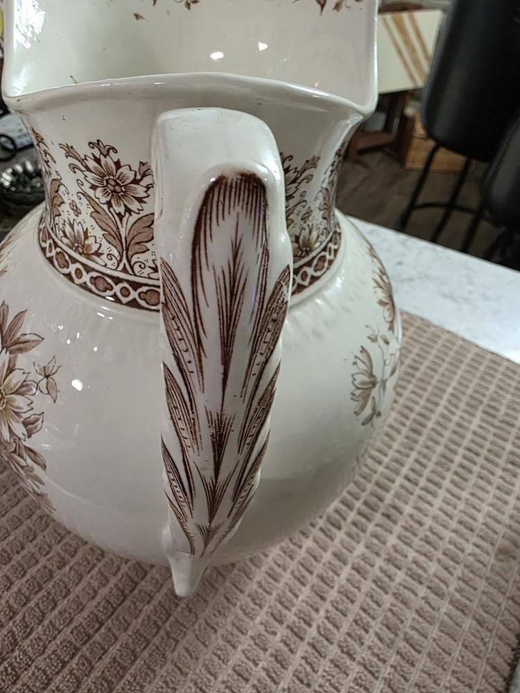 J.H.W. Sons Hanley England Orlean Transferware Pitcher
