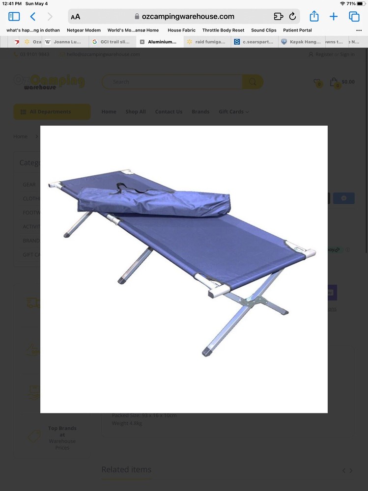 Aluminium Camp Cot by OUTBOUND