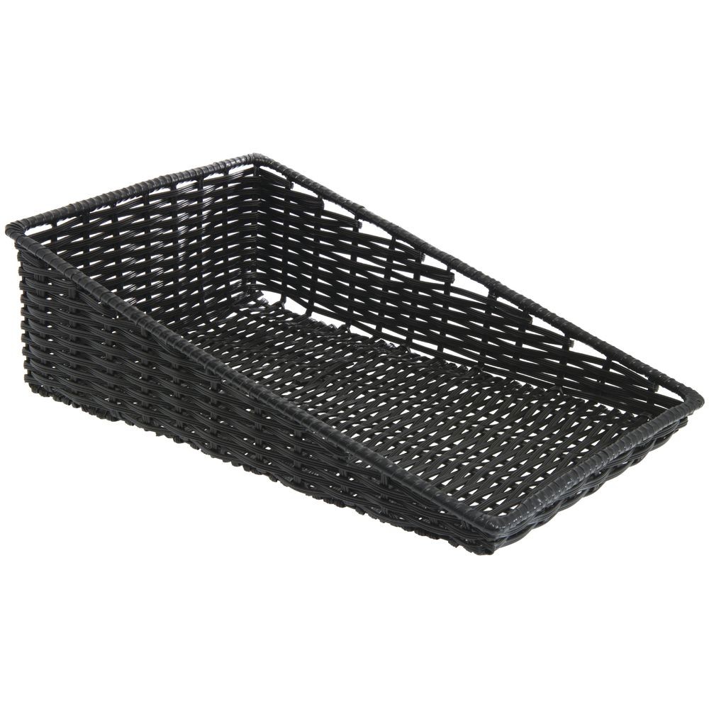 HUBERT Wicker Look Tapered Storage Basket, Rectangular Black- 15 1/2"L x 24"D x