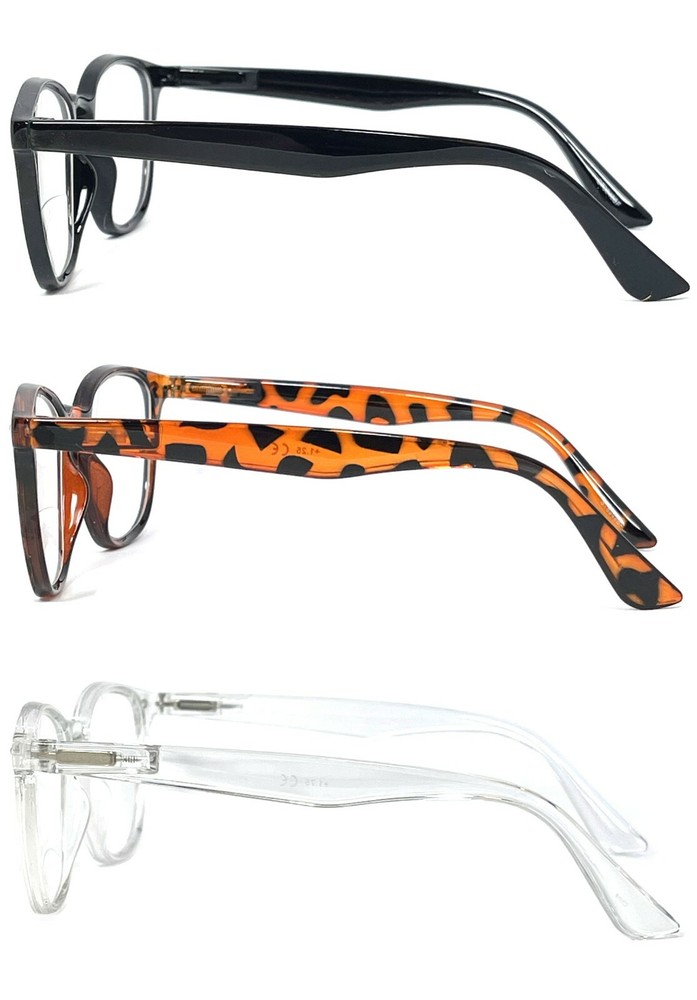 Clear Bifocal Reading Glasses Retro Square Keyhole Frame Spring Temple