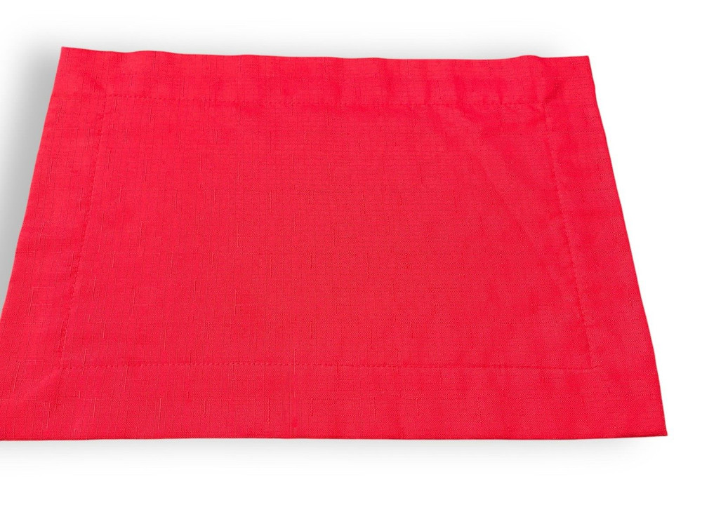 10 Classic Red Hemstitch Rectangular Placements for Christmas Holidays All Year