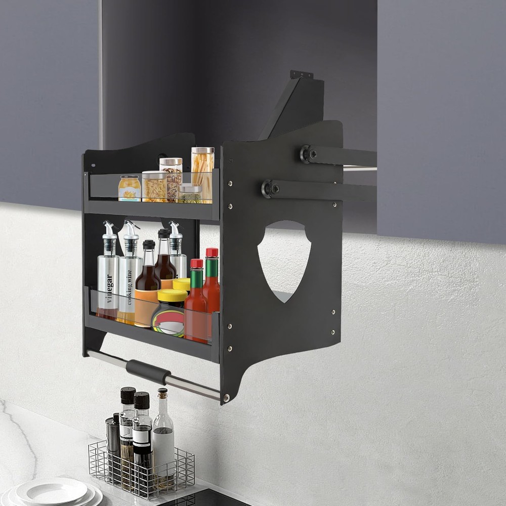 Pull Down Shelf Upper Kitchen Wall Cabinet Storage Organizer (24inch Cabinet)