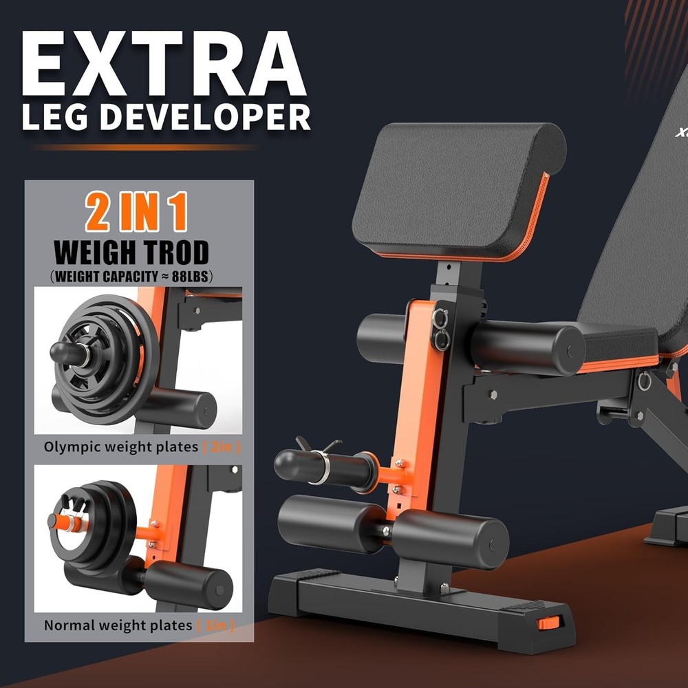 Compact & Heavy-Duty Weight Bench for Full Body Exercise - 1000LBS Adjustable