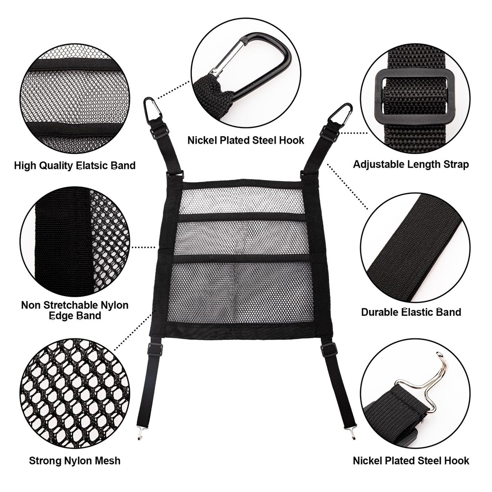 3 Layer Mesh Organizer Between Front Seat Backseat Storage Net Pet Barrier