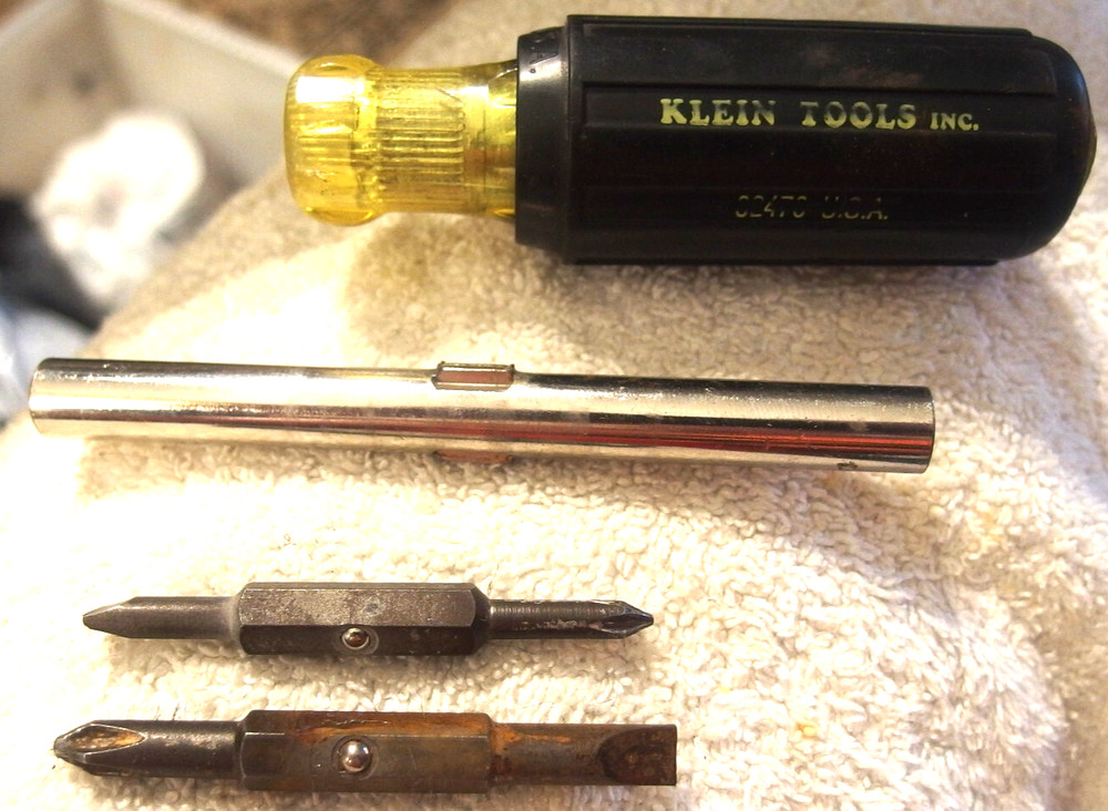 1 ad Klein Tools Multi-Bit Screwdriver ,nut driver,USA VTG tool