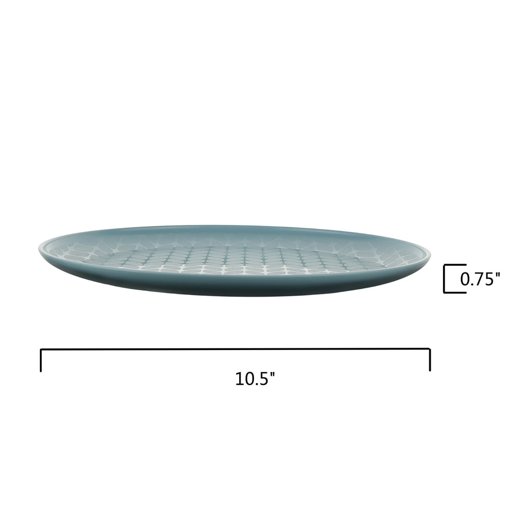 30-Piece Plastic Braided Pattern Dinnerware Bundle Set, Blue