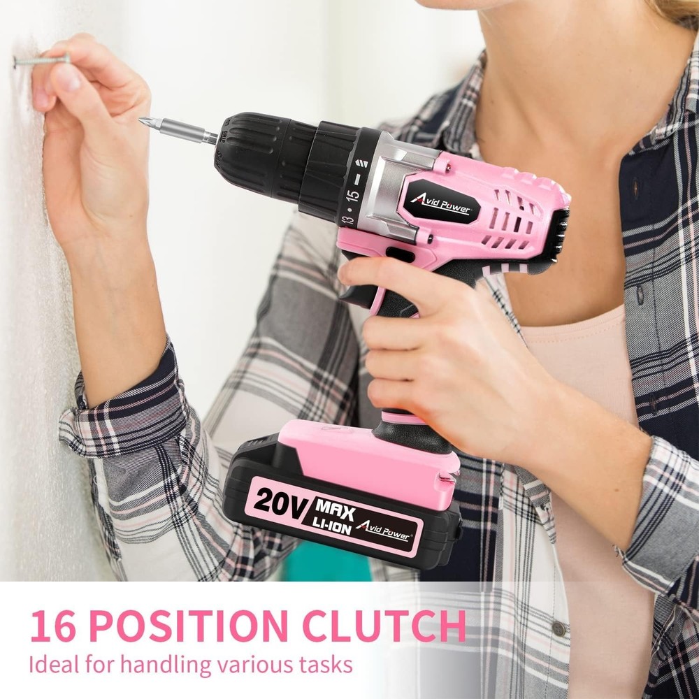 Beginner-Friendly 20V Cordless Drill with Variable Speed & 22 Accessories